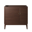 Modway Ledger 36" Wood Bathroom Vanity Cabinet - Walnut-Solid Mindi Wood