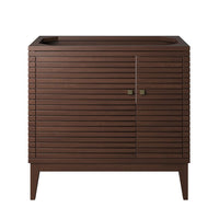Modway Ledger 36" Wood Bathroom Vanity Cabinet - Walnut-Solid Mindi Wood