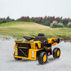Qaba 12V Kids Ride on Car Construction Vehicle with Electric Dump Bed - Yellow-Spring suspension on all four wheels ensures smooth rides 