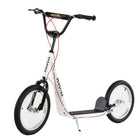Aosom Youth Street Kick Scooter with 16'' Inflatable Wheel Dual Brakes - White-Help your sweetie improve their sense of balance and build up strength 