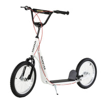 Aosom Youth Street Kick Scooter with 16'' Inflatable Wheel Dual Brakes - White-Help your sweetie improve their sense of balance and build up strength 