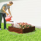 Outsunny Galvanized Steel Planter Raised Garden Bed - 47" L x 47" W x 12" H - Dark Brown Wood Effect-Galvanized steel material is powder coating for outdoor use 