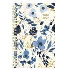Blueline 13 Months Weekly/Monthly Academic Planner - July to July - 8" H x 5" W - Blossom Design - Bilingual-Gold twin-wire binding, thick poly cover