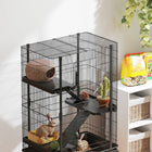 PawHut 47" H Large 4-Tier Guinea Pig Cage with Wheels - Black-5.9" (15 cm) deep tray compatible with various bedding types 