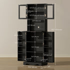 HOMCOM 71" H Kitchen Pantry Cabinet with 8 Door Shelves - Black-Transparent acrylic doors offer style and clear visibility of your items inside 