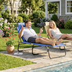 Outsunny Adjustable Outdoor Lounge Chair with Face Hole and Pillow - Blue-Made with a strong metal frame and Oxford cloth for dependable construction