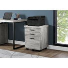 Monarch Specialties 7401 3-Drawer Filing Cabinet - Grey Reclaimed Wood-Ample surface space for use as a printer stand, this grey reclaimed wood look 3 drawer file cabinet boasts a thick panel construction along with smooth drawer glides