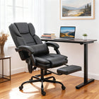 HOMCOM Office Chair with Massage - Reclining Desk Chair - Black-High back, independent lumbar pillow, linked armrests to fit your body line