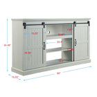 Manhattan Comfort Myrtle 60" Traditional TV Stand - Cream Oak-Beautiful Vertical Wood Panel Details with Steel Handles