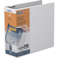 Davis Group QuickFit D-Ring View Binder - 4" - White-Customizer/Overlay Binder, White,  holds 750 sheets of paper, for 8.5"x11" size paper