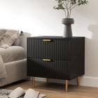 HOMCOM Nightstand, Modern Style with Drawer and Shelf - Black-Two spacious drawers offer ample storage for clutter-free living