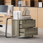 HOMCOM Lateral File Cabinet for Home Office - Grey-An elevated base makes cleaning a breeze