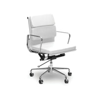 Plata Import Alark Office Chair Pu Leather Upholstery Low Back Metal Frame - White-PU leather upholstery and metal gold frame in White
