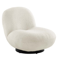 Modway Kindred Boucle Upholstered Upholstered Fabric Swivel Chair - Black Ivory-Swivel Accent Chair