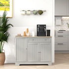 HOMCOM Modern Sideboard Buffet Cabinet with Wood Effect Top & Multi Storage Shelves - Grey-All-match modern style blends seamlessly with multiple room decors