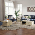 HOMCOM Coffee Table with Flip Top Hidden Storage - Oak-2 hinged lids open at an angle of up to 55° for convenient storage