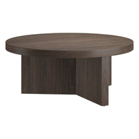 Hudson&Canal Holm 36"W Round Coffee Table - Alder Brown-A contemporary Scandinavian design for your living room, den, and more
