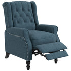 HOMCOM Manual Reclining Sofa with Armrests for Living Room - Blue-Retractable footrest provides relaxation for your feet  