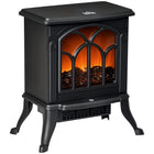 HOMCOM 750/1500W Portable Electric Fireplace Heater - Black-Tempered glass offers a brilliant esthetic and effective heat insulation 