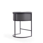 Manhattan Comfort Cosmopolitan 23.7" Mid-Century Modern Faux Leather Upholstered Counter Stool - Grey and Black - 3 Pack-Seat Height: 25.5"