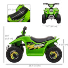Aosom Toddlers 6V Battery Powered Ride-on ATV - Green-Four wheels balanced for comfortable riding 