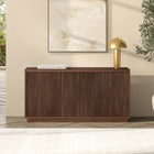 Hudson&Canal Hanson Rectangular Fluted TV Stand for TV's up to 55" - Satin Walnut-Clean with a soft, dry cloth and no harsh chemicals or abrasive cleaning materials