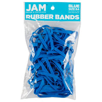 JAM Paper Durable Rubber Bands - Size 64 - Blue - 100 Pack-Colour: Blue | Colourful Elastic Rubberbands