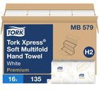 Tork Premium Soft Xpress 3-Panel Multifold Hand Towels - 16 Pack-Compatible with Tork H2 dispensers