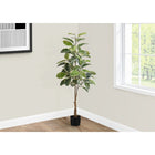 Monarch Specialties 52" Artificial Indoor Rubber Tree - Floor - Black Pot-72 real touch, adjustable, variegated green leaves create a lifelike appearance