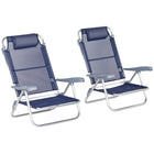 Outsunny Set of 2 Portable Camping Chair - Dark Blue-Set of 2 beach chairs let you relax with a friend by the seaside 