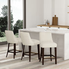 Manhattan Comfort Beever 18.9" Modern Chenille Upholstered Counter Stool - Cream - 3 Pack-Upholstered in Luxurious Chenille with Foam Padding