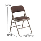 Flash Furniture HERCULES Series Curved Triple Braced & Double Hinged Brown Patterned Fabric Metal Folding Chair-18 Gauge Steel Frame