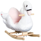 Qaba Baby Swan Design Rocking Horse - White-Solid wood curved base to rock back and forth gently and smoothly 
