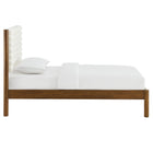 Modway Olea Channel Tufted Boucle Solid Wood Twin Platform Bed - Feather Walnut-Sturdy Wood Slats