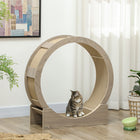 PawHut 36" Cat Wheel with Brake and Scratching Pads - Walnut-The scratching pad's inner layer increases friction and satisfies your cat's instincts 