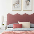 Modway Current Performance Velvet Queen Platform Bed with Wood Legs and Gold Metal Sleeves - Dusty Rose-Wood Slat Support System