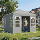 Outsunny 9.6 ft W x 9.6 ft L Pop Up Canopy Tent with 4 Sidewalls - 1-Button Push - Light Grey-Top vent for better airflow and heat dissipation