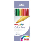 Pentel Arts Sign Pen Colour Markers - Fine Point - Assorted - 12 Pack-Ideal for drawing, colouring, writing, decorating, etc.