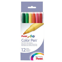 Pentel Arts Sign Pen Colour Markers - Fine Point - Assorted - 12 Pack-Ideal for drawing, colouring, writing, decorating, etc.