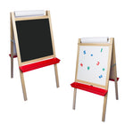 Crestline Deluxe Magnetic Paper Roll Easel - Dry Erase/Black Chalk-Double hinged for stability at the top and features two rugged trays and sturdy steel leg braces.