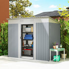 Outsunny 7' x 4' Outdoor Storage Shed - Grey-Steel panel walls and roof, resistant to rust and rain
