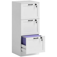 HOMCOM 3-Drawer Vertical Office Filing Cabinet - White Wood Effect-Three drawers offer large storage yet maintain a compact size

