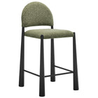 Modway Hayley Upholstered Fabric Counter Stools 2-Piece Set - Black/Leaf-Tapered Metal Legs with Foot Rest