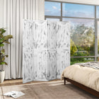 HOMCOM 4-Panel Freestanding Room Divider for Indoor Bedroom Office - White-Whitewashed woodgrain for rustic flair
