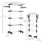 HOMCOM 4-Tier Clothes Drying Rack with Side Wings Wheels for Indoor Outdoor - Black-Stainless steel frame provides excellent support 