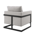 Modway Posse Upholstered Fabric Accent Chair - Black Camel-Matte Black Stainless Steel Frame