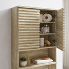 Modway Render Over the Toilet Faux Travertine Bathroom Storage Cabinet - Travertine-Soft-Close Hinges