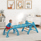 Qaba 7-in-1 Wooden Pikler Triangle Set with Arch, Ramp and Ladder - Blue-Features unique support feet on the triangle, promting stability during active play 