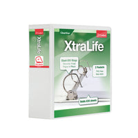 Cardinal XtraLife ClearVue Locking D-Ring Binder, White, 4”-Interior pockets on the front and back
