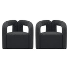 Manhattan Comfort Darian 32.68" Modern Boucle Upholstered Accent Chair - Black - 2 Pack-Modern Accent Chair for Living Room Usage
